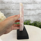 Rose Quartz Polished Slice with Rough Edges on a Wood Base Model 9" Tall Model #6100RQ-046 by Brazil Gems - Brazil GemsBrazil GemsRose Quartz Polished Slice with Rough Edges on a Wood Base Model 9" Tall Model #6100RQ-046 by Brazil GemsSlices on Wood Bases6100RQ-046