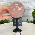 Rose Quartz Sphere on a Metal Stand, 2.4 lbs & 6.9" Tall #5632 - 0016 - Brazil GemsBrazil GemsRose Quartz Sphere on a Metal Stand, 2.4 lbs & 6.9" Tall #5632 - 0016Spheres5632 - 0016
