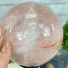 Rose Quartz Sphere on a Metal Stand, 4.2 lbs & 7.6" Tall #5632 - 0017 - Brazil GemsBrazil GemsRose Quartz Sphere on a Metal Stand, 4.2 lbs & 7.6" Tall #5632 - 0017Spheres5632 - 0017