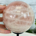 Rose Quartz Sphere on a Metal Stand, 5.8 lbs & 8.1" Tall #5632 - 0018 - Brazil GemsBrazil GemsRose Quartz Sphere on a Metal Stand, 5.8 lbs & 8.1" Tall #5632 - 0018Spheres5632 - 0018