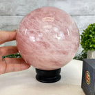 Rose Quartz Sphere on a Wood Base, 10.9 lbs & 7" Tall #5632 - 0014 - Brazil GemsBrazil GemsRose Quartz Sphere on a Wood Base, 10.9 lbs & 7" Tall #5632 - 0014Spheres5632 - 0014