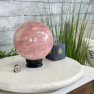 Rose Quartz Sphere on a Wood Base, 10.9 lbs & 7" Tall #5632 - 0014 - Brazil GemsBrazil GemsRose Quartz Sphere on a Wood Base, 10.9 lbs & 7" Tall #5632 - 0014Spheres5632 - 0014