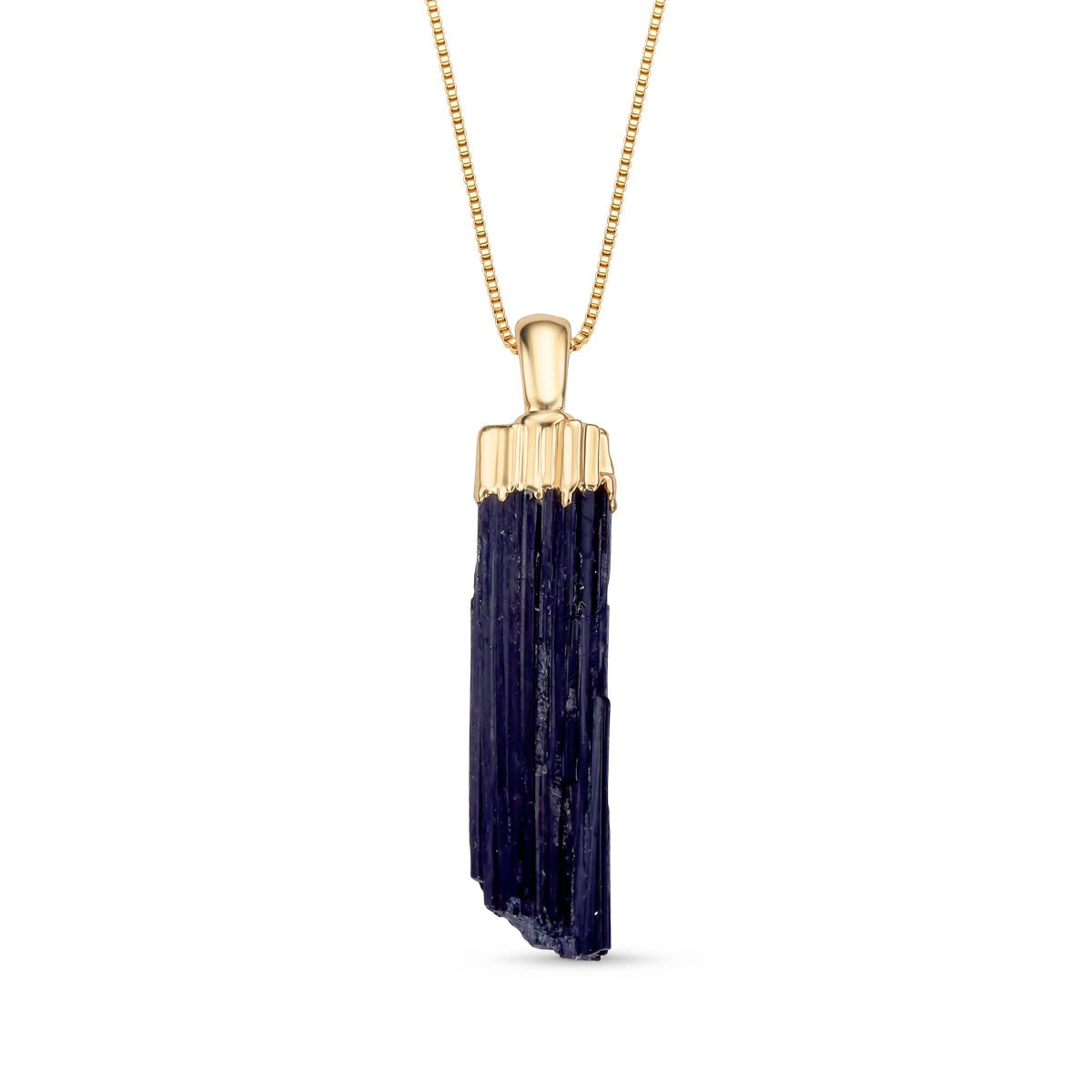 Rough Black Tourmaline Pendant 18K Gold Plated Necklace – Brazil Gems