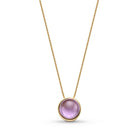 Round Amethyst Cabochon Pendant 18K Gold Plated Necklace - Brazil GemsBrazil GemsRound Amethyst Cabochon Pendant 18K Gold Plated NecklaceNecklace12GP7249 - 103