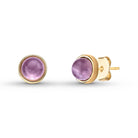 Round Amethyst Gemstone 18K Gold Plated Stud Earrings - Brazil GemsBrazil GemsRound Amethyst Gemstone 18K Gold Plated Stud EarringsEarrings11GP7869 - 103