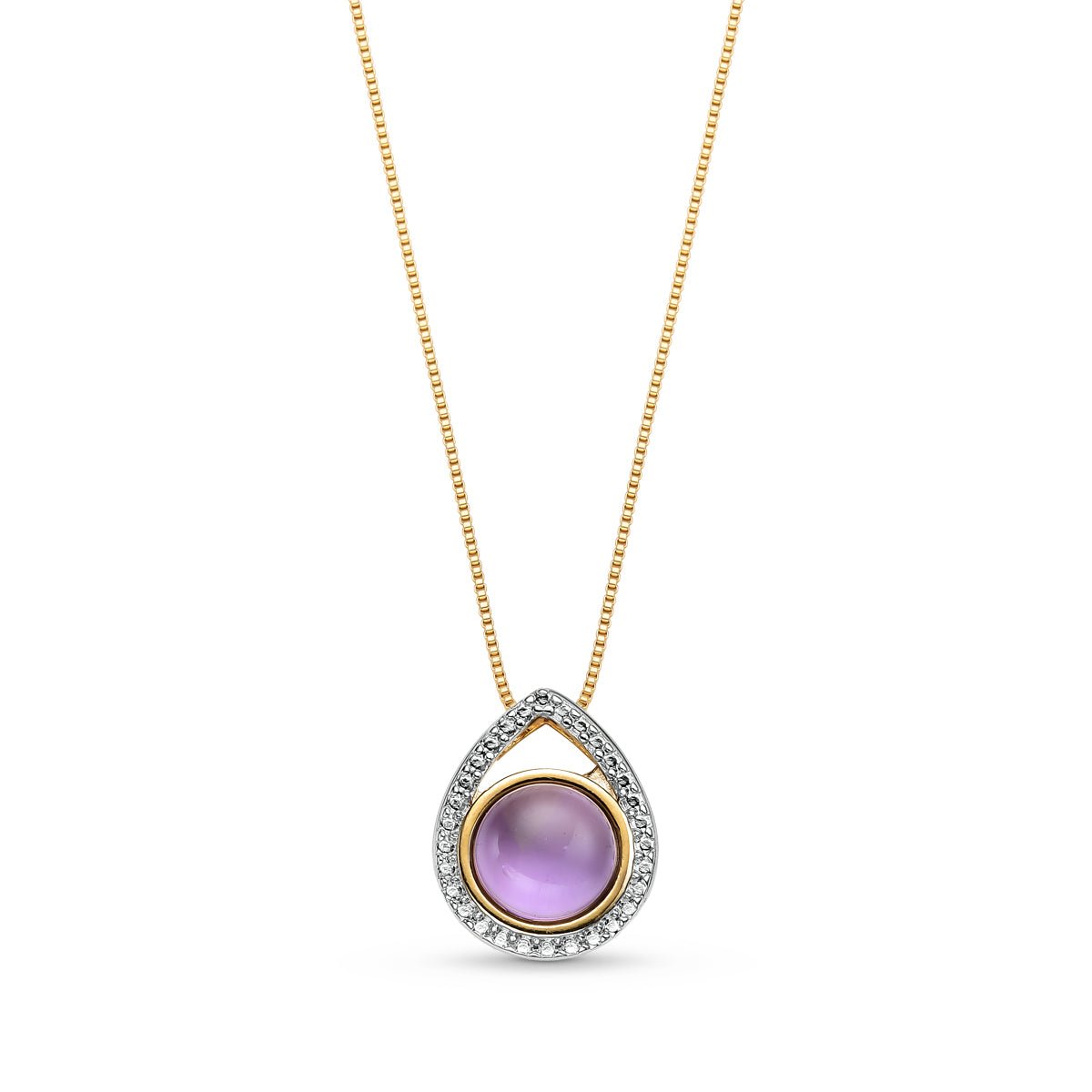 Round Amethyst on Teardrop 18k Gold Plated Necklace & Earring Set - Brazil GemsBrazil GemsRound Amethyst on Teardrop 18k Gold Plated Necklace & Earring SetNecklace & Earring Set14GP7033 - 103