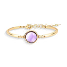 Round Gold Plated Bracelet w/ Natural Amethyst Gemstone - Brazil GemsBrazil GemsRound Gold Plated Bracelet w/ Natural Amethyst GemstoneBracelet10GP7355 - 103