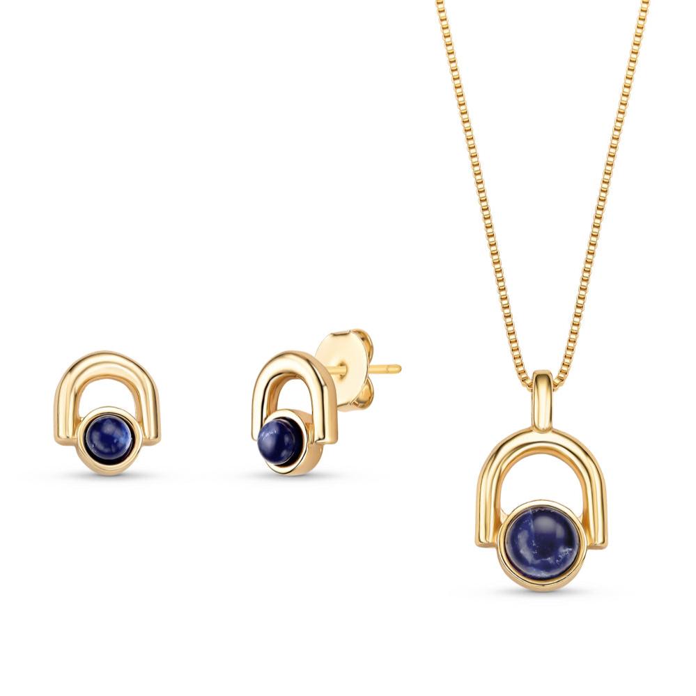 Round Gold Plated Necklace & Earring Set w/ Natural Gemstones - Brazil GemsBrazil GemsRound Gold Plated Necklace & Earring Set w/ Natural GemstonesNecklace & Earring Set14GP0040 - 130