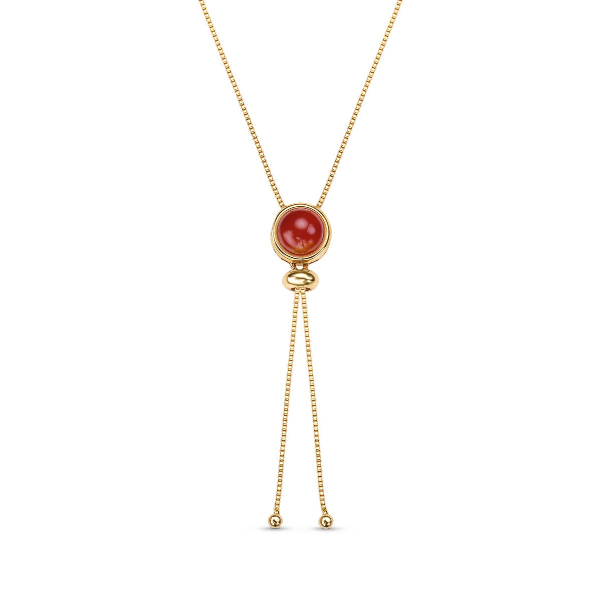 Round Natural Gemstones 18K Gold Plated Lariat Necklace - Brazil GemsBrazil GemsRound Natural Gemstones 18K Gold Plated Lariat NecklaceNecklace12GP0476 - 122