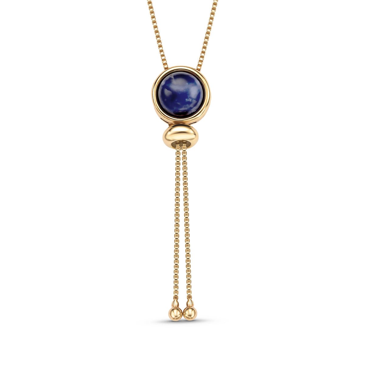 Round Natural Gemstones 18K Gold Plated Lariat Necklace - Brazil GemsBrazil GemsRound Natural Gemstones 18K Gold Plated Lariat NecklaceNecklace12GP0476 - 130