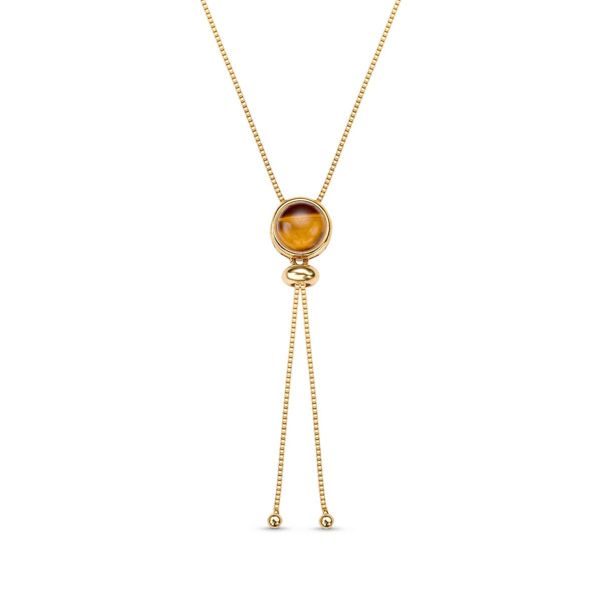 Round Natural Gemstones 18K Gold Plated Lariat Necklace - Brazil GemsBrazil GemsRound Natural Gemstones 18K Gold Plated Lariat NecklaceNecklace12GP0476 - 132