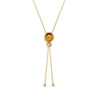 Round Natural Gemstones 18K Gold Plated Lariat Necklace - Brazil GemsBrazil GemsRound Natural Gemstones 18K Gold Plated Lariat NecklaceNecklace12GP0476 - 132