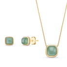 Rounded Square Gold Plated Necklace & Earring Set w/ Natural Gemstones - Brazil GemsBrazil GemsRounded Square Gold Plated Necklace & Earring Set w/ Natural GemstonesNecklace & Earring Set14GP0396 - 112