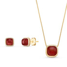 Rounded Square Gold Plated Necklace & Earring Set w/ Natural Gemstones - Brazil GemsBrazil GemsRounded Square Gold Plated Necklace & Earring Set w/ Natural GemstonesNecklace & Earring Set14GP0396 - 122