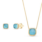 Rounded Square Gold Plated Necklace & Earring Set w/ Natural Gemstones - Brazil GemsBrazil GemsRounded Square Gold Plated Necklace & Earring Set w/ Natural GemstonesNecklace & Earring Set14GP0396 - 128