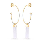 Selenite Hoop and Dangle 18K Gold Plated Earrings - Brazil GemsBrazil GemsSelenite Hoop and Dangle 18K Gold Plated EarringsEarrings11GP0094 - 127