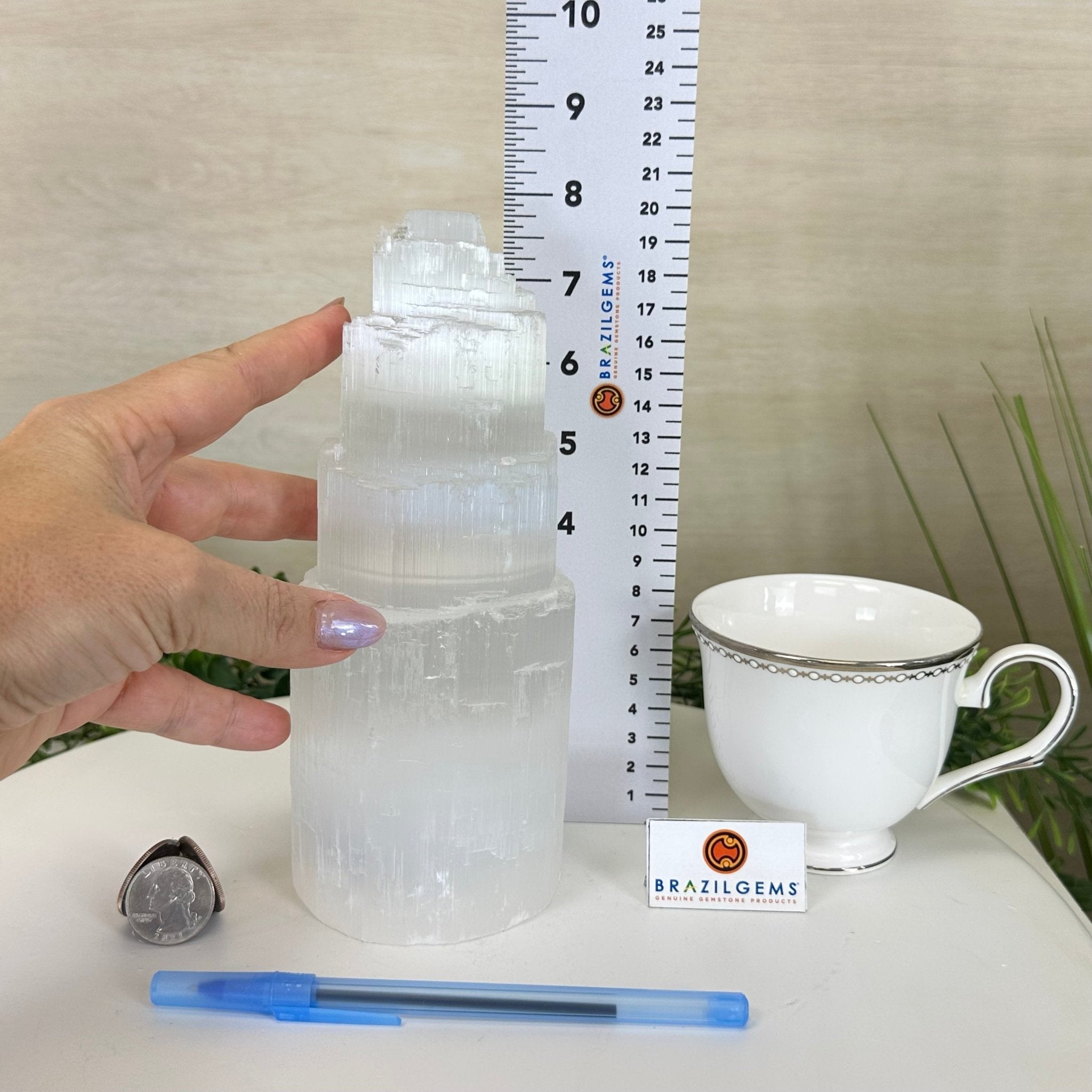 Selenite Tower Crystal Night Light, 3.1 lbs & 8" Tall 5802ST - 010 - Brazil GemsBrazil GemsSelenite Tower Crystal Night Light, 3.1 lbs & 8" Tall 5802ST - 010Night Lights5802ST - 010