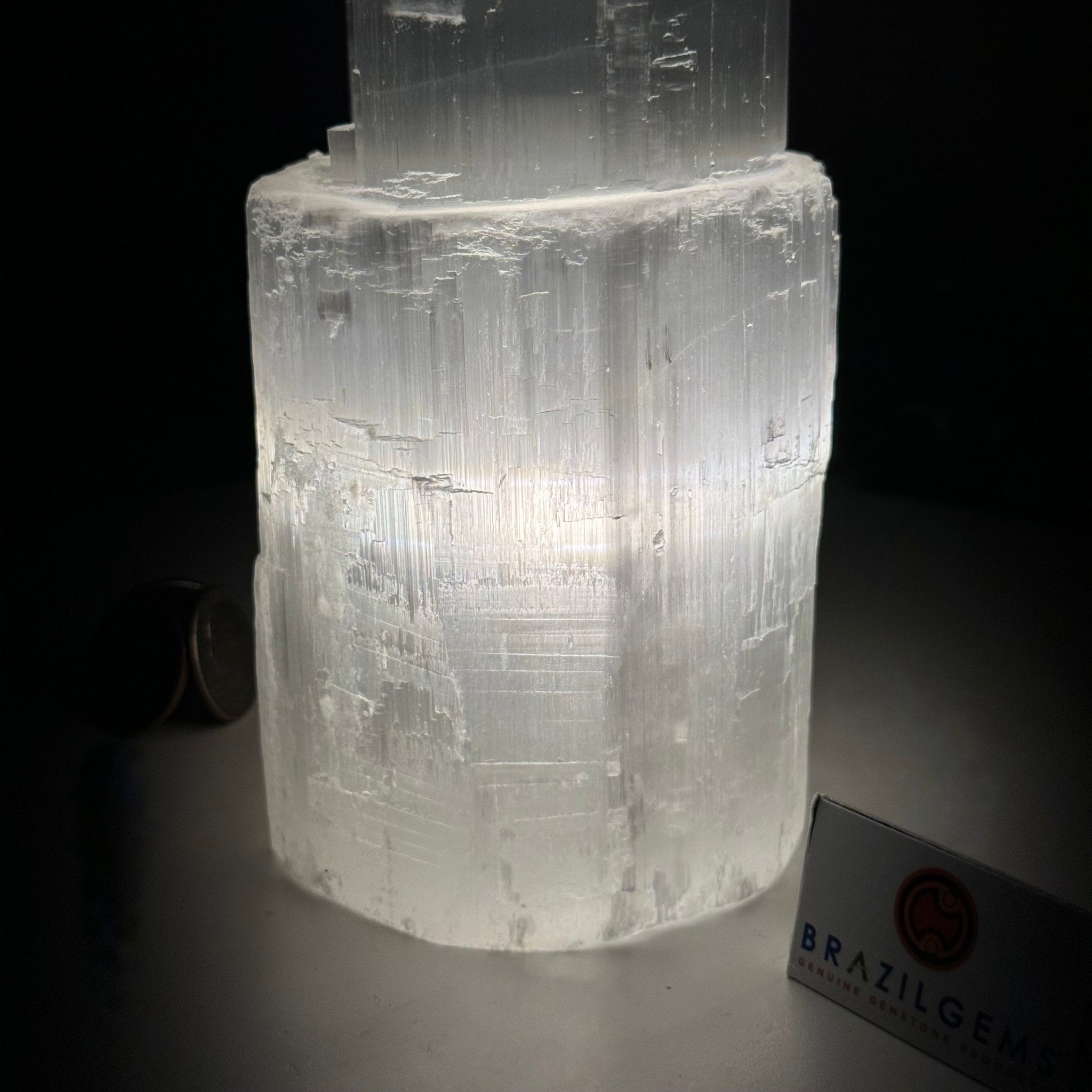 Selenite Tower Crystal Night Light, 3.1 lbs & 8" Tall 5802ST - 011 - Brazil GemsBrazil GemsSelenite Tower Crystal Night Light, 3.1 lbs & 8" Tall 5802ST - 011Night Lights5802ST - 011