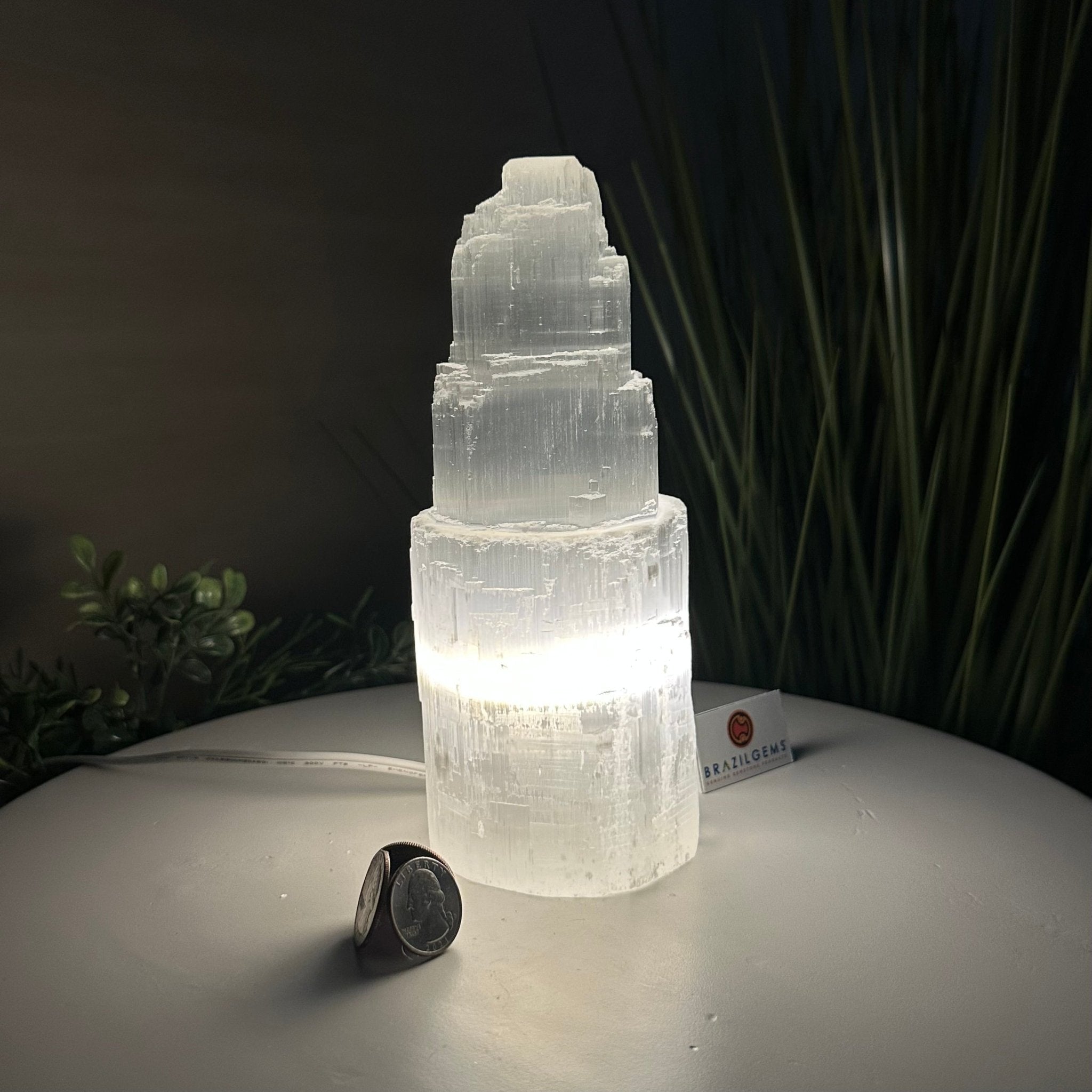 Selenite Tower Crystal Night Light, 3.1 lbs & 8" Tall 5802ST - 011 - Brazil GemsBrazil GemsSelenite Tower Crystal Night Light, 3.1 lbs & 8" Tall 5802ST - 011Night Lights5802ST - 011