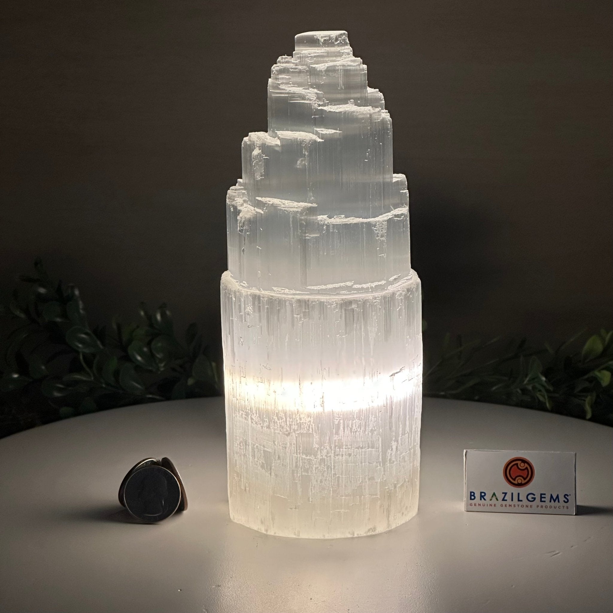 Selenite Tower Crystal Night Light, 3.3 lbs & 7.9" Tall 5802ST - 014 - Brazil GemsBrazil GemsSelenite Tower Crystal Night Light, 3.3 lbs & 7.9" Tall 5802ST - 014Night Lights5802ST - 014