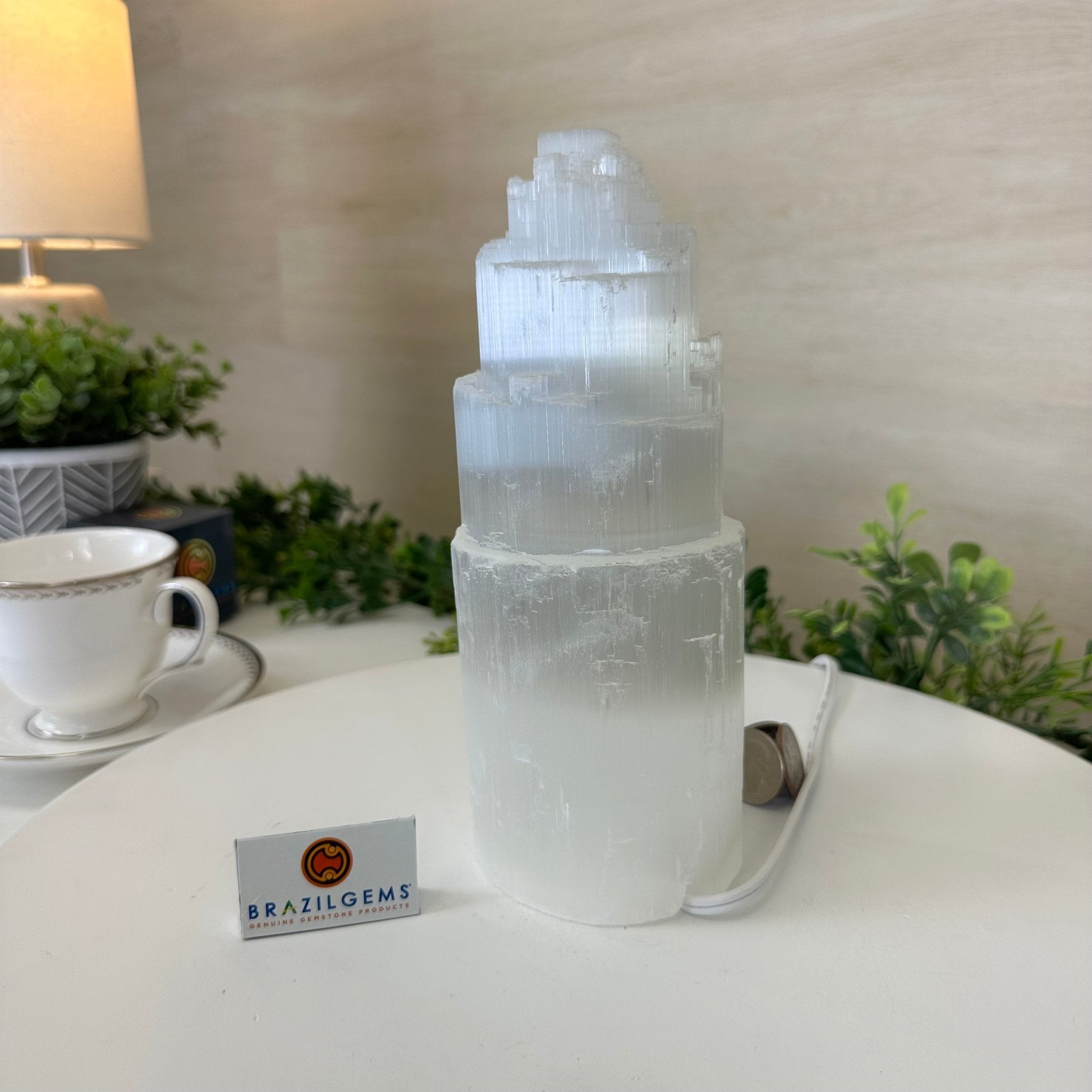 Selenite Tower Crystal Night Light, 3.3 lbs & 7.9" Tall 5802ST - 015 - Brazil GemsBrazil GemsSelenite Tower Crystal Night Light, 3.3 lbs & 7.9" Tall 5802ST - 015Night Lights5802ST - 015