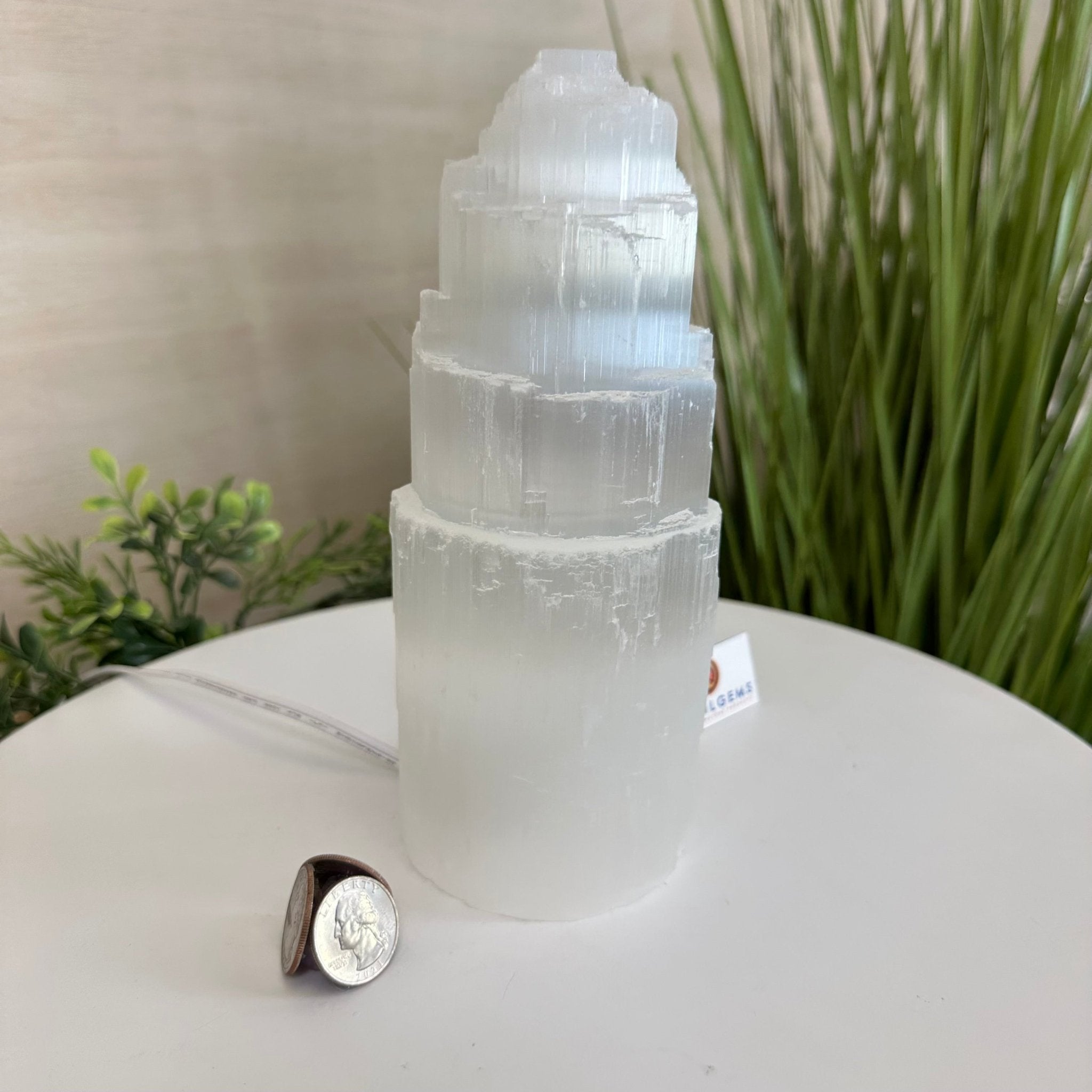 Selenite Tower Crystal Night Light, 3.3 lbs & 7.9" Tall 5802ST - 015 - Brazil GemsBrazil GemsSelenite Tower Crystal Night Light, 3.3 lbs & 7.9" Tall 5802ST - 015Night Lights5802ST - 015