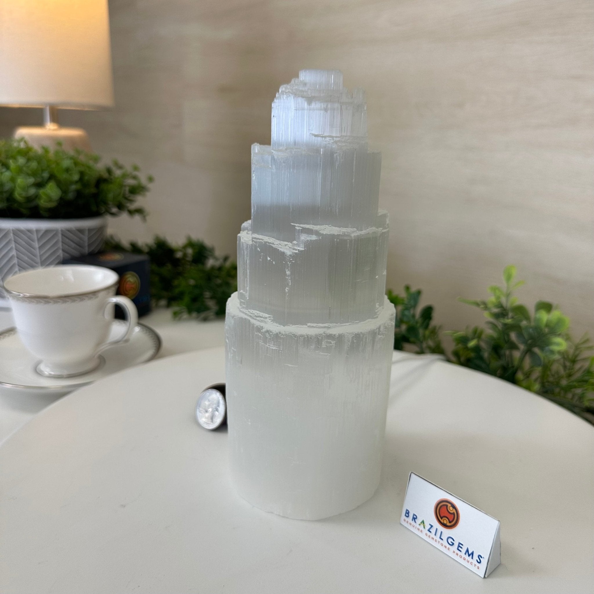 Selenite Tower Crystal Night Light, 3.3 lbs & 7.9" Tall 5802ST - 015 - Brazil GemsBrazil GemsSelenite Tower Crystal Night Light, 3.3 lbs & 7.9" Tall 5802ST - 015Night Lights5802ST - 015