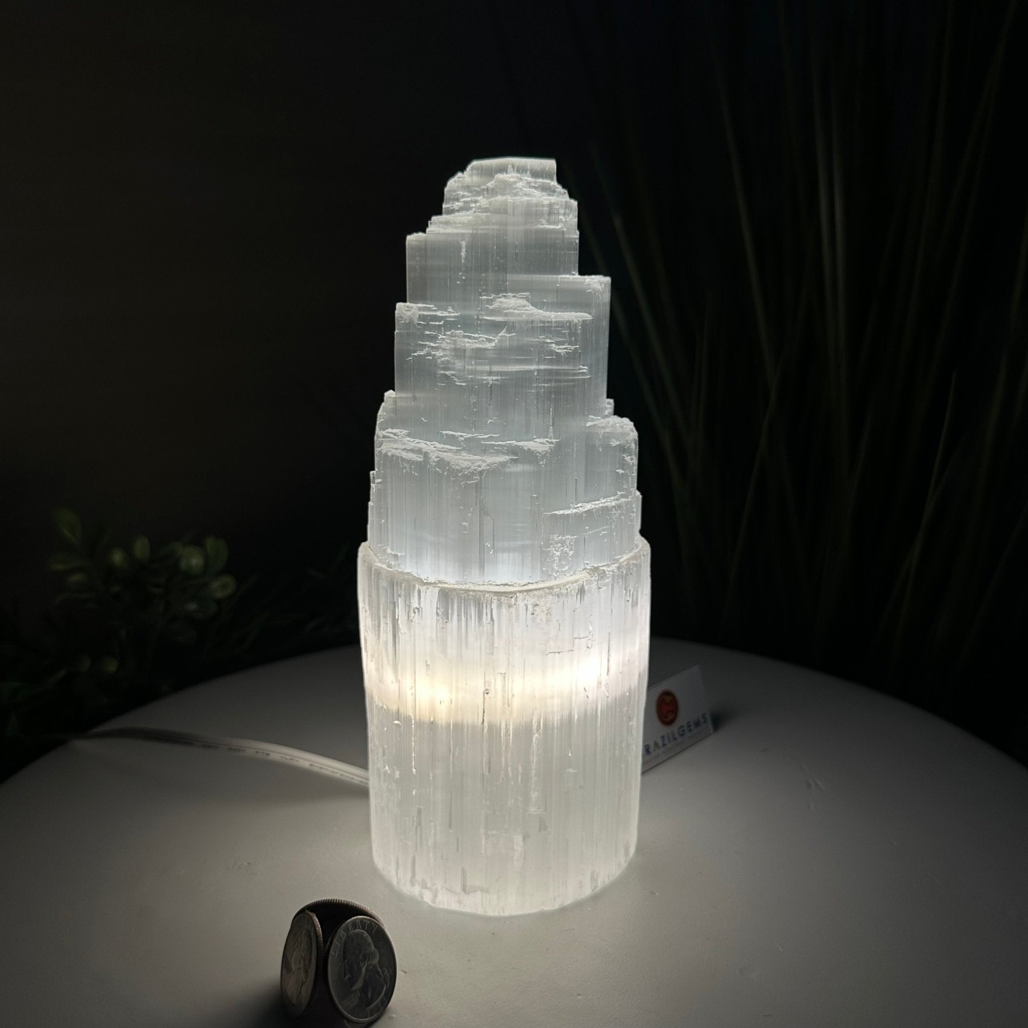 Selenite Tower Crystal Night Light, 3.3 lbs & 7.9" Tall 5802ST - 016 - Brazil GemsBrazil GemsSelenite Tower Crystal Night Light, 3.3 lbs & 7.9" Tall 5802ST - 016Night Lights5802ST - 016