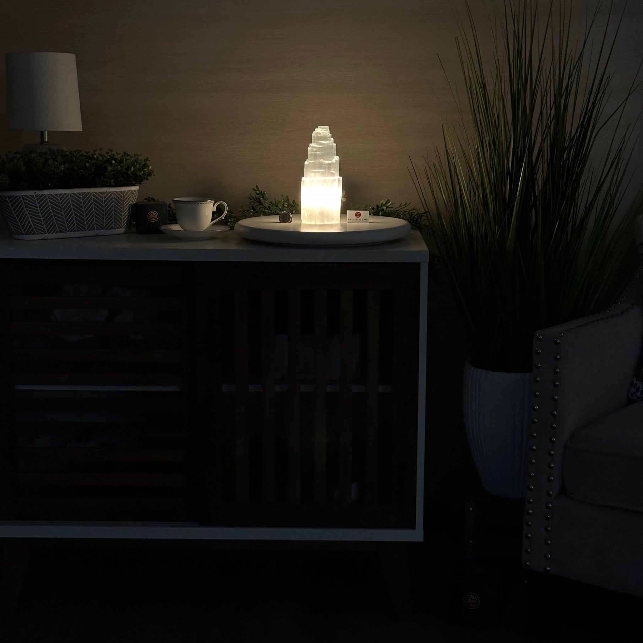 Selenite Tower Crystal Night Light, 3.3 lbs & 7.9" Tall 5802ST - 016 - Brazil GemsBrazil GemsSelenite Tower Crystal Night Light, 3.3 lbs & 7.9" Tall 5802ST - 016Night Lights5802ST - 016