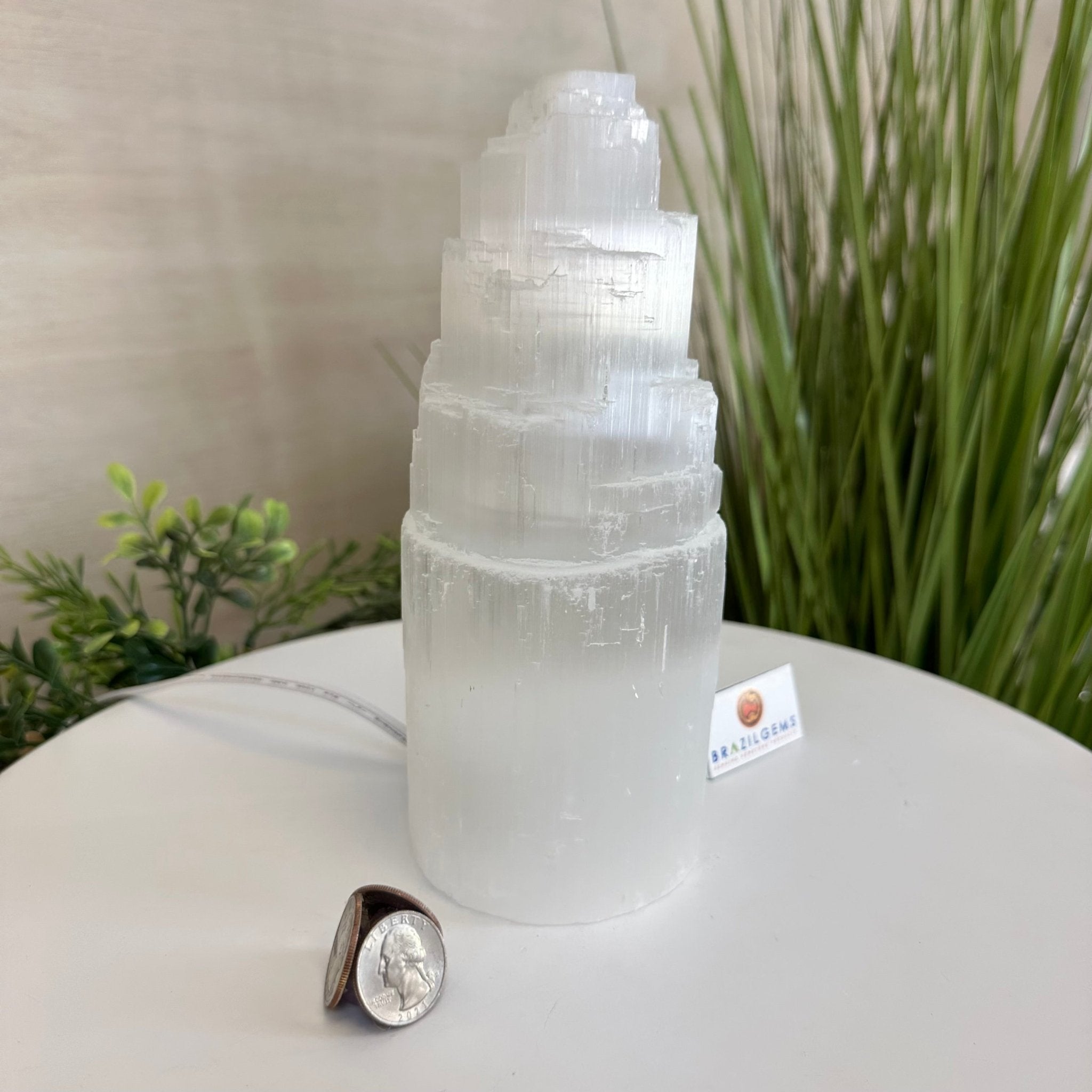 Selenite Tower Crystal Night Light, 3.3 lbs & 7.9" Tall 5802ST - 016 - Brazil GemsBrazil GemsSelenite Tower Crystal Night Light, 3.3 lbs & 7.9" Tall 5802ST - 016Night Lights5802ST - 016
