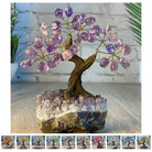 Set of 10 units - 5" Tall Handmade Gemstone Trees on an Amethyst Cluster base, 35 Total Gems, 12 Gem Options, Model #W5401-10 by Brazil Gems - Brazil GemsBrazil GemsSet of 10 units - 5" Tall Handmade Gemstone Trees on an Amethyst Cluster base, 35 Total Gems, 12 Gem Options, Model #W5401-10 by Brazil GemsGemstone Trees-WHW5401-10