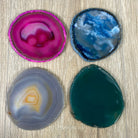 Set of 4 Agate Coasters in Natural, Pink, Green & Blue Dyed color mix, 3.5" to 4.5" each, 4 piece-set Model #5203PINK - Brazil GemsBrazil GemsSet of 4 Agate Coasters in Natural, Pink, Green & Blue Dyed color mix, 3.5" to 4.5" each, 4 piece-set Model #5203PINKCoaster Sets5203PINK