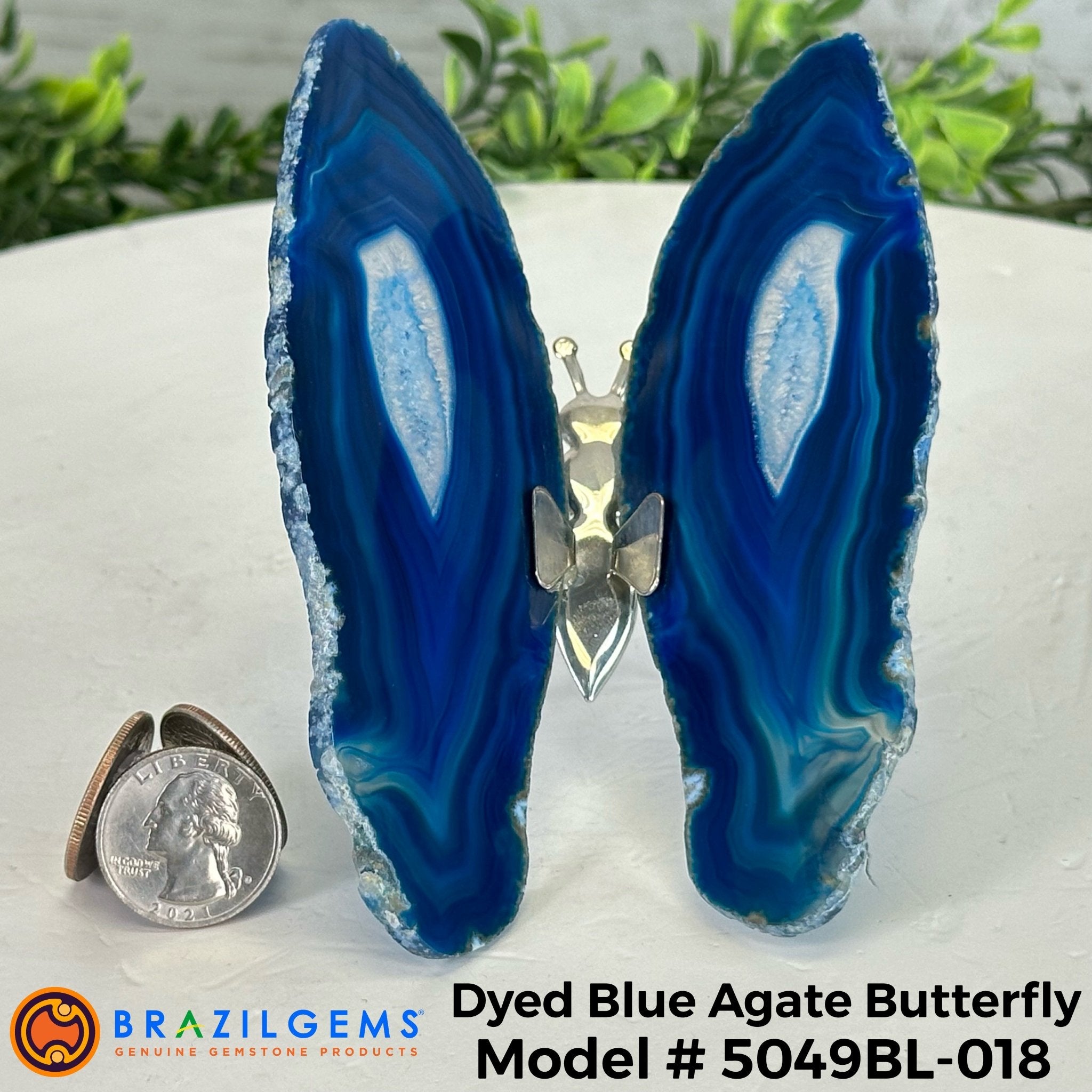 Small Blue Agate "Butterfly Wings", ~4" Length #5049BL - Brazil GemsBrazil GemsSmall Blue Agate "Butterfly Wings", ~4" Length #5049BLAgate Butterfly Wings5049BL-018