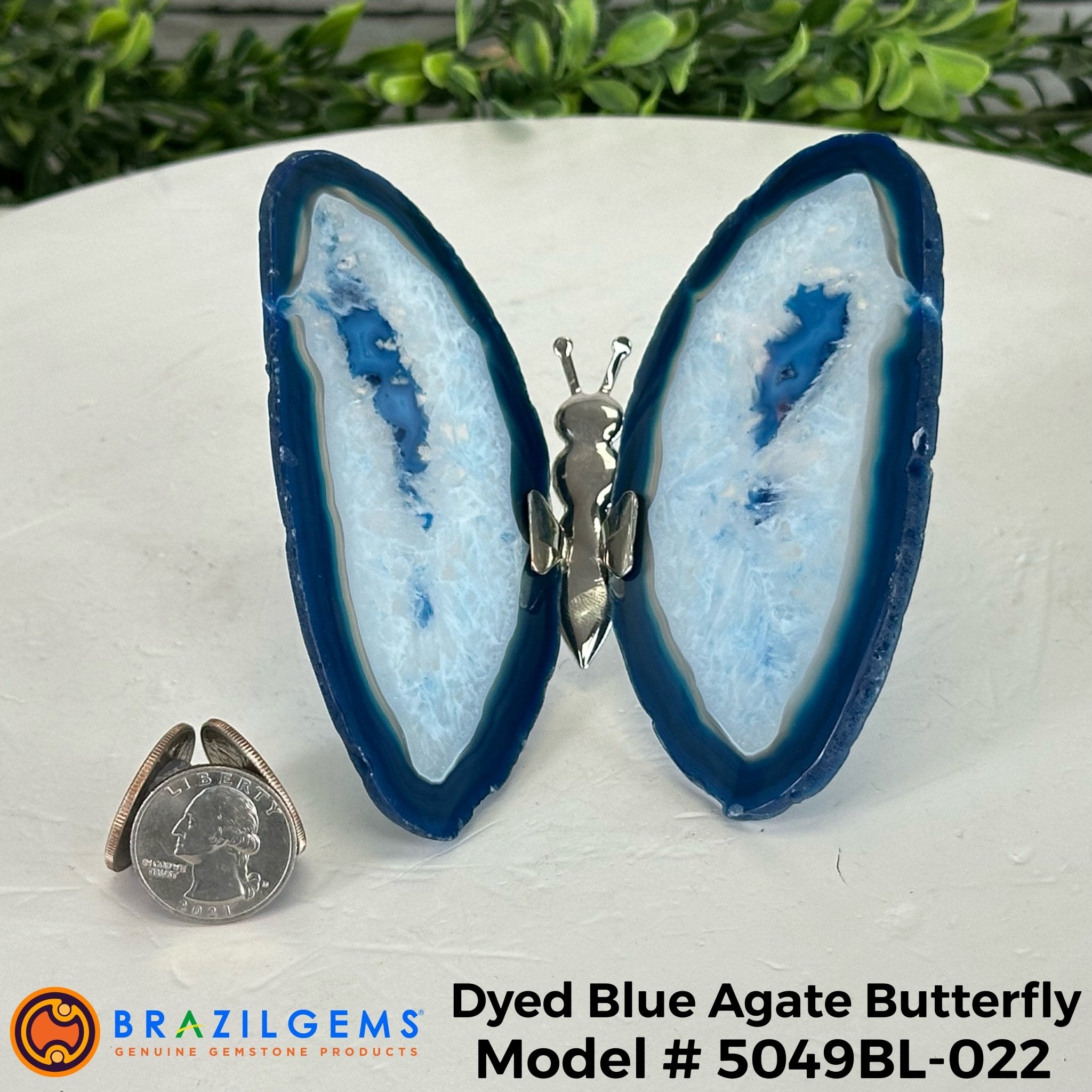 Small Blue Agate "Butterfly Wings", ~4" Length #5049BL - Brazil GemsBrazil GemsSmall Blue Agate "Butterfly Wings", ~4" Length #5049BLAgate Butterfly Wings5049BL-022