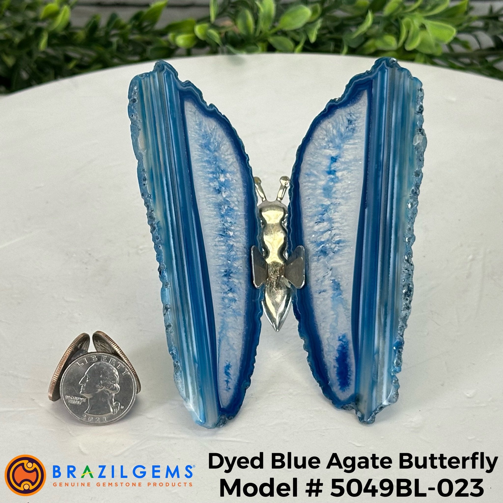 Small Blue Agate "Butterfly Wings", ~4" Length #5049BL - Brazil GemsBrazil GemsSmall Blue Agate "Butterfly Wings", ~4" Length #5049BLAgate Butterfly Wings5049BL-023