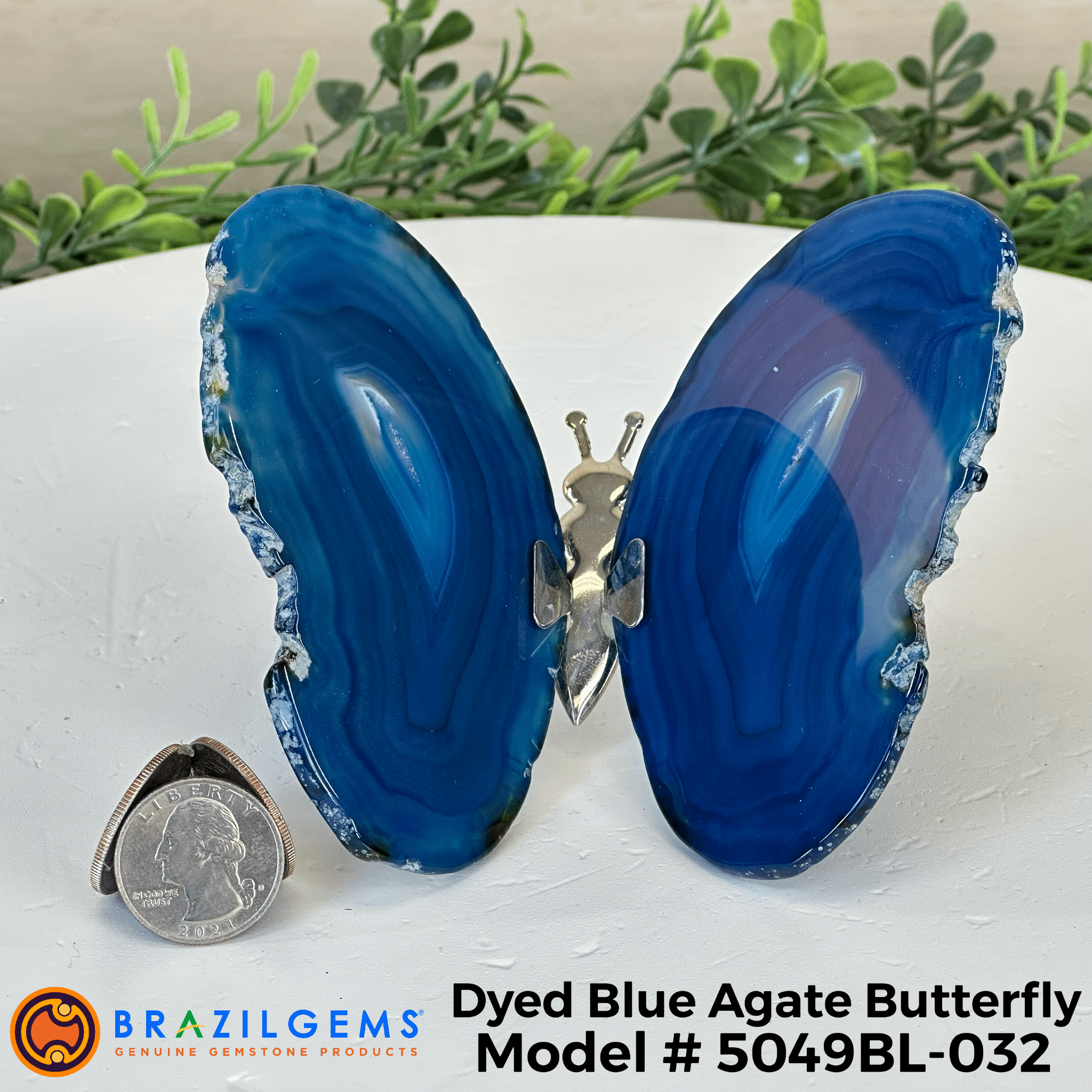 Small Blue Agate "Butterfly Wings", ~4" Length #5049BL - Brazil GemsBrazil GemsSmall Blue Agate "Butterfly Wings", ~4" Length #5049BLAgate Butterfly Wings5049BL - 032