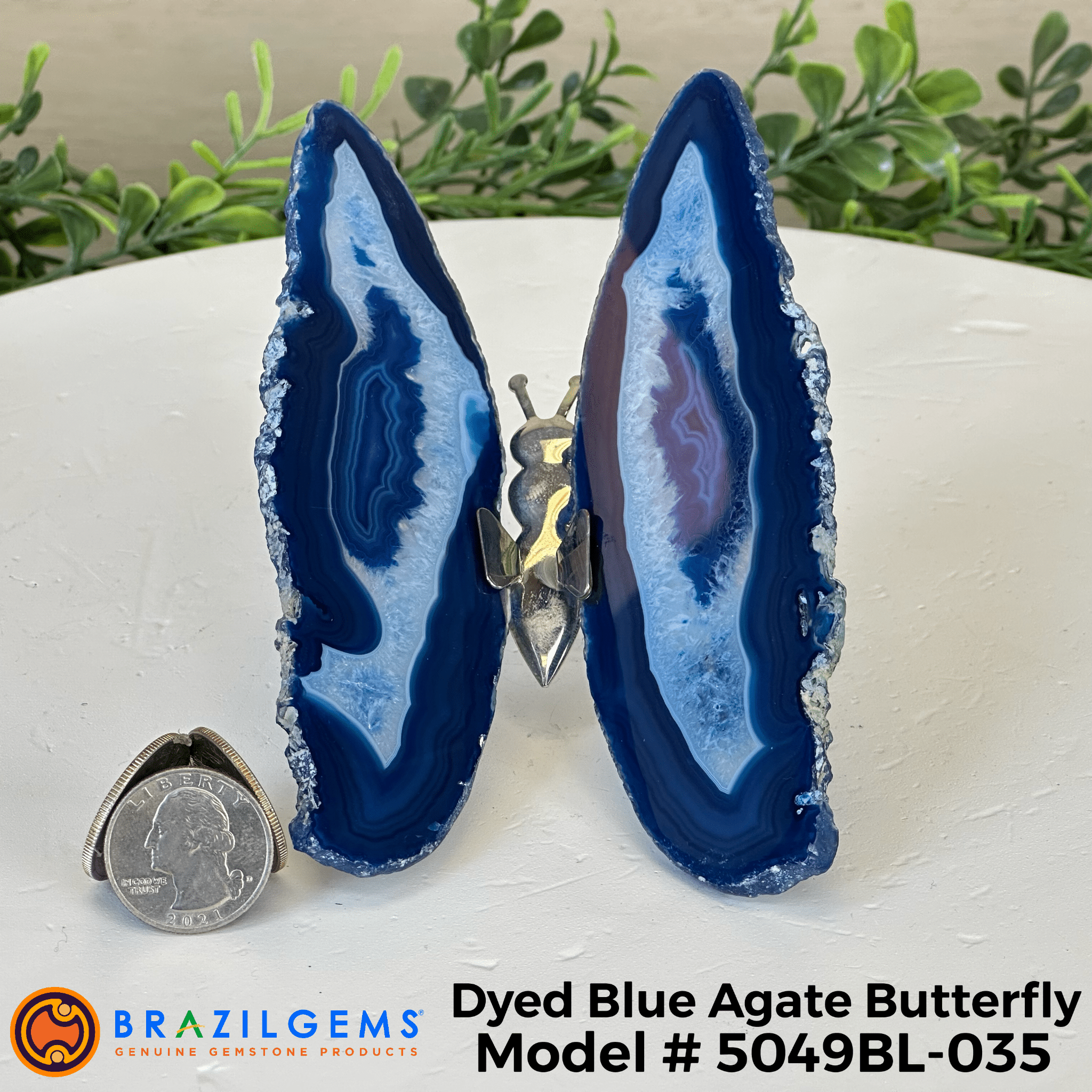 Small Blue Agate "Butterfly Wings", ~4" Length #5049BL - Brazil GemsBrazil GemsSmall Blue Agate "Butterfly Wings", ~4" Length #5049BLAgate Butterfly Wings5049BL - 035