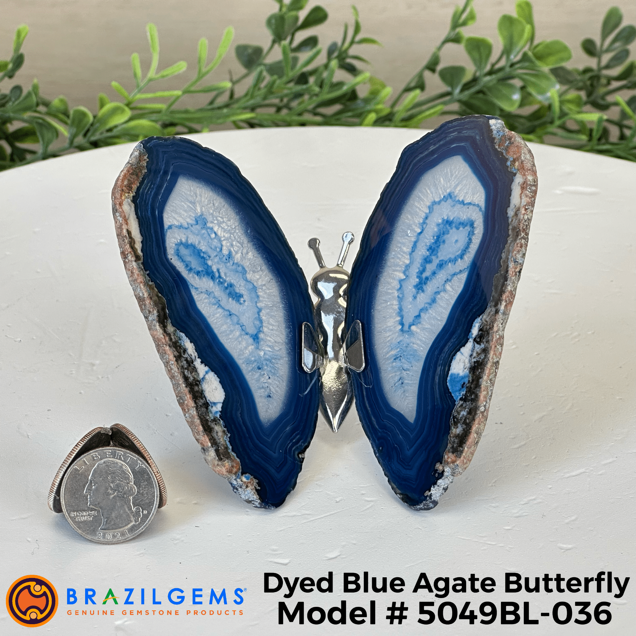 Small Blue Agate "Butterfly Wings", ~4" Length #5049BL - Brazil GemsBrazil GemsSmall Blue Agate "Butterfly Wings", ~4" Length #5049BLAgate Butterfly Wings5049BL - 036