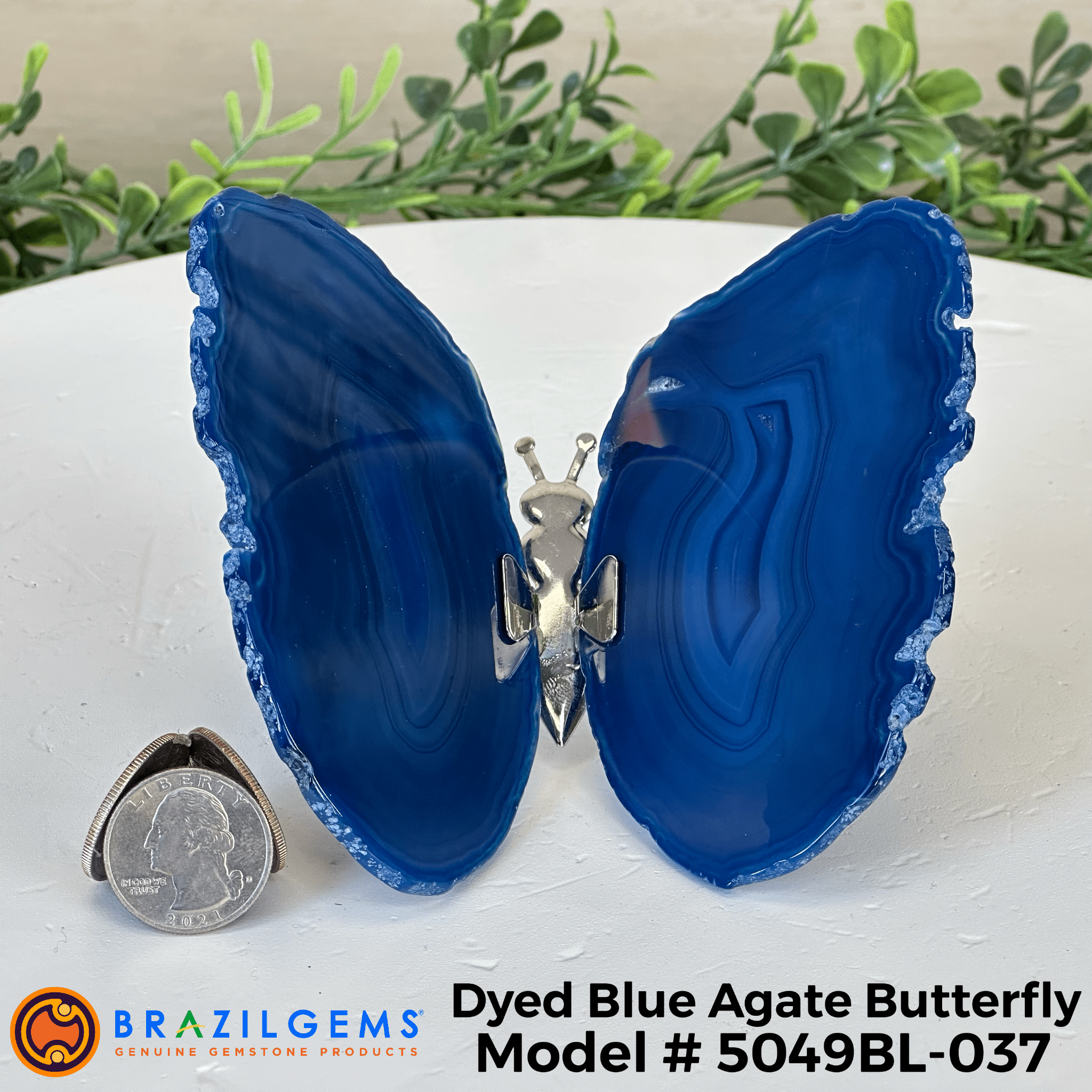 Small Blue Agate "Butterfly Wings", ~4" Length #5049BL - Brazil GemsBrazil GemsSmall Blue Agate "Butterfly Wings", ~4" Length #5049BLAgate Butterfly Wings5049BL - 037