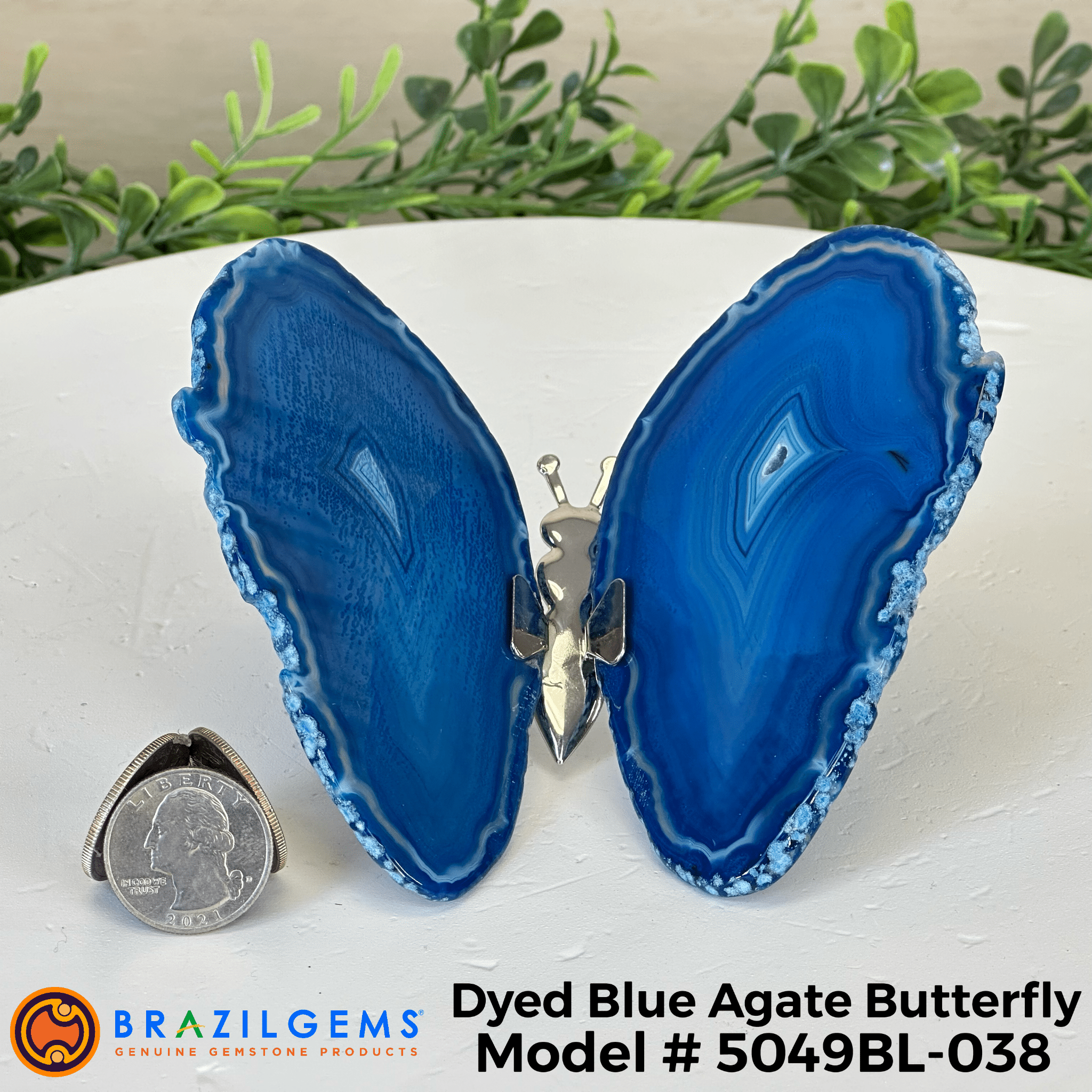 Small Blue Agate "Butterfly Wings", ~4" Length #5049BL - Brazil GemsBrazil GemsSmall Blue Agate "Butterfly Wings", ~4" Length #5049BLAgate Butterfly Wings5049BL - 038