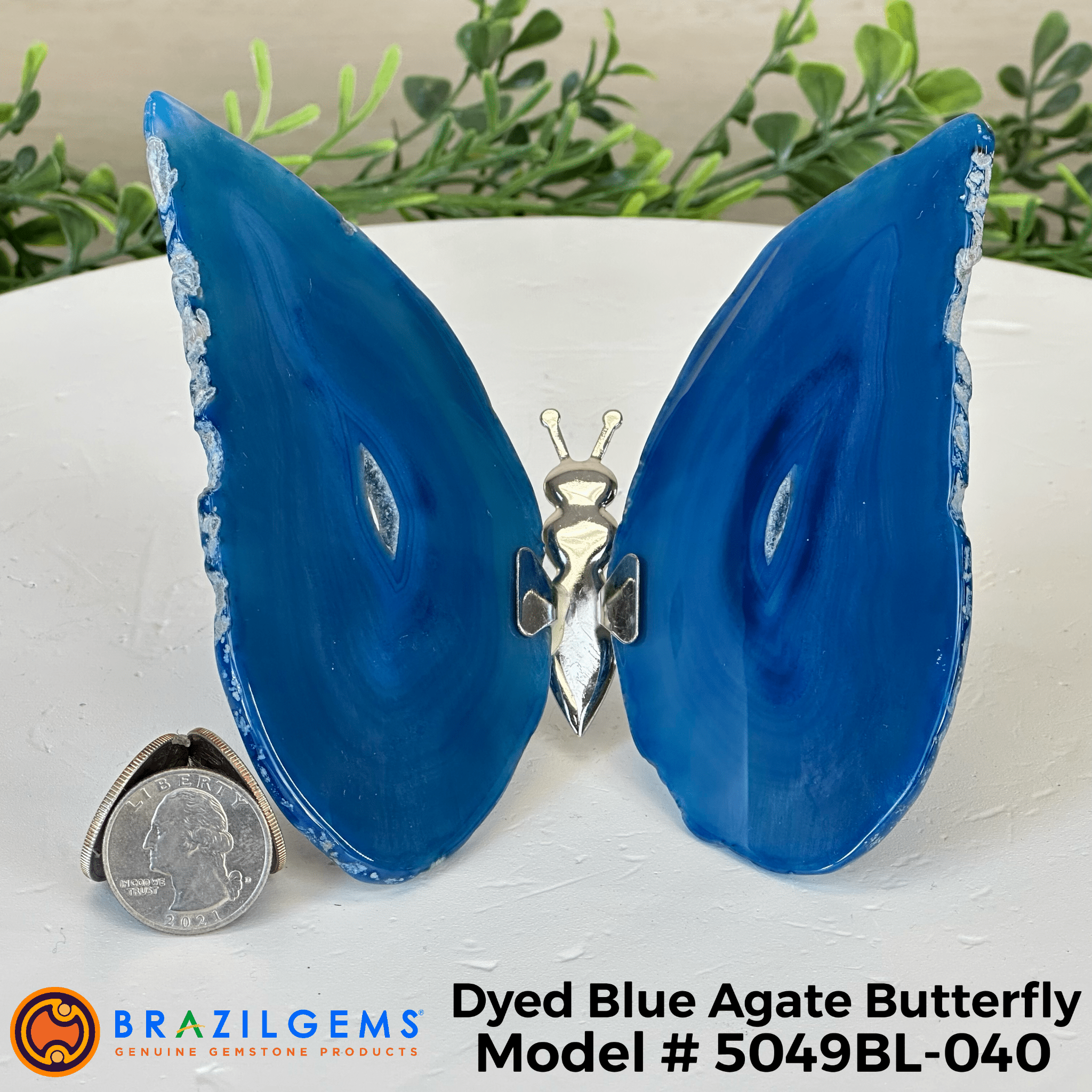 Small Blue Agate "Butterfly Wings", ~4" Length #5049BL - Brazil GemsBrazil GemsSmall Blue Agate "Butterfly Wings", ~4" Length #5049BLAgate Butterfly Wings5049BL - 040