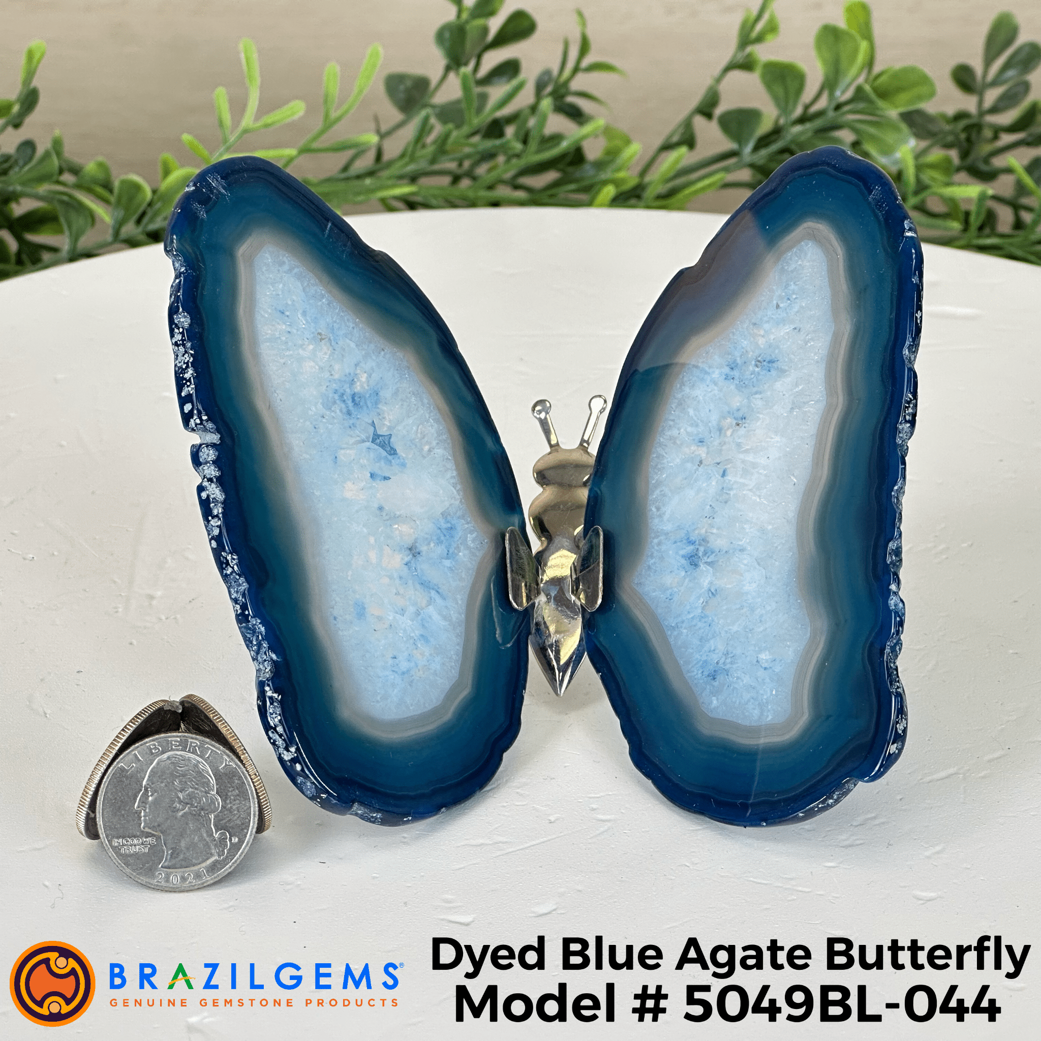 Small Blue Agate "Butterfly Wings", ~4" Length #5049BL - Brazil GemsBrazil GemsSmall Blue Agate "Butterfly Wings", ~4" Length #5049BLAgate Butterfly Wings5049BL - 044