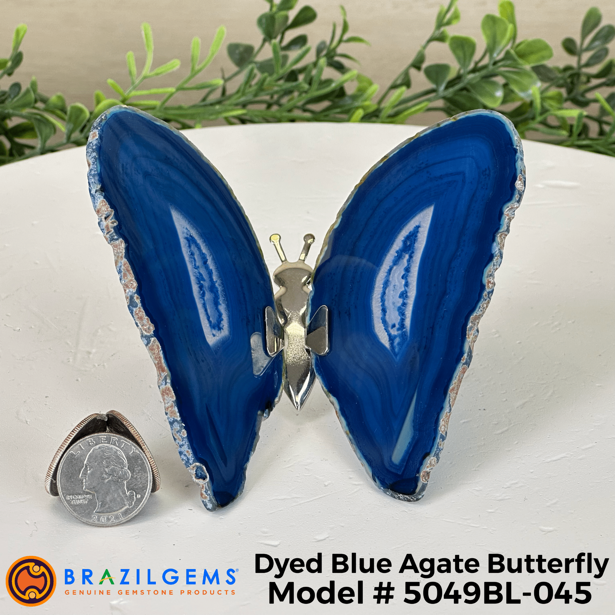 Small Blue Agate "Butterfly Wings", ~4" Length #5049BL - Brazil GemsBrazil GemsSmall Blue Agate "Butterfly Wings", ~4" Length #5049BLAgate Butterfly Wings5049BL - 045