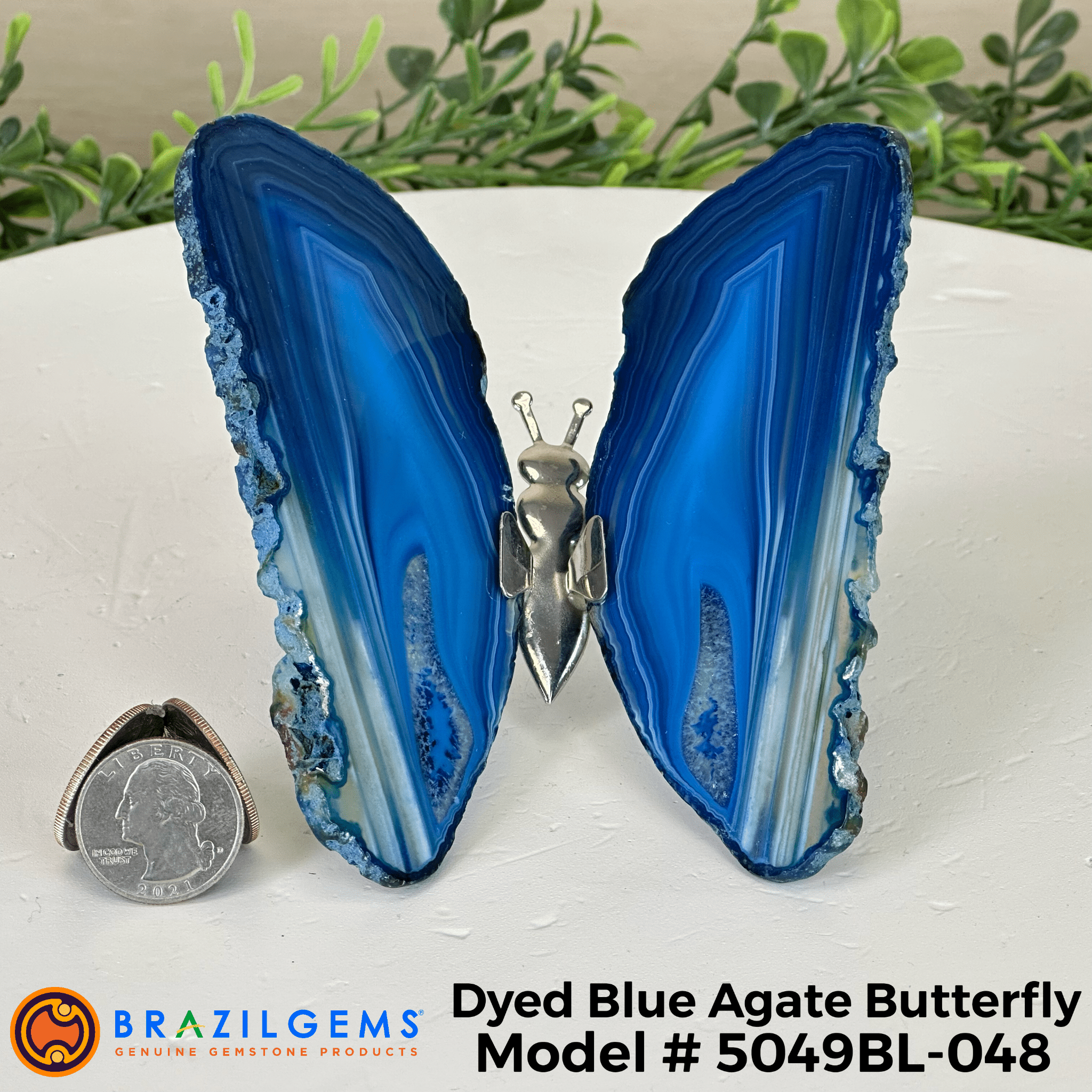 Small Blue Agate "Butterfly Wings", ~4" Length #5049BL - Brazil GemsBrazil GemsSmall Blue Agate "Butterfly Wings", ~4" Length #5049BLAgate Butterfly Wings5049BL - 048