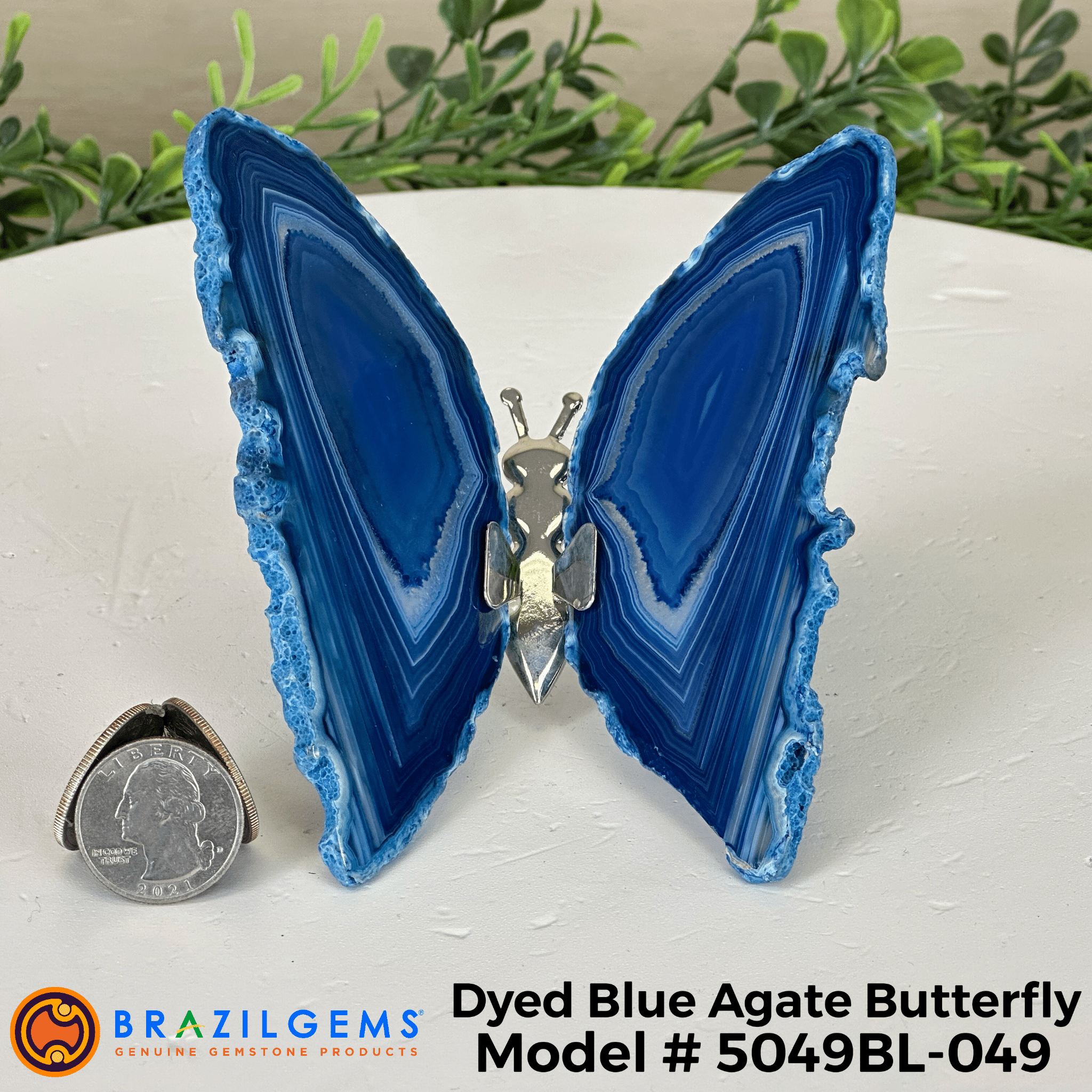 Small Blue Agate "Butterfly Wings", ~4" Length #5049BL - Brazil GemsBrazil GemsSmall Blue Agate "Butterfly Wings", ~4" Length #5049BLAgate Butterfly Wings5049BL - 049