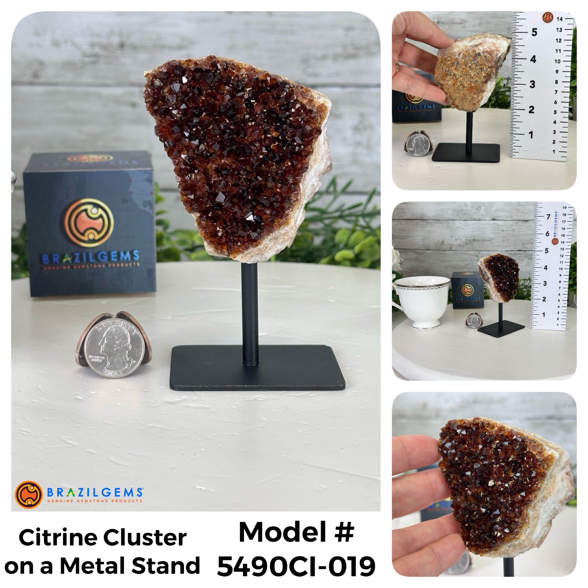 Small Citrine Cluster on a Metal Stand, Select Your Item #5490CI - Brazil GemsBrazil GemsSmall Citrine Cluster on a Metal Stand, Select Your Item #5490CISmall Clusters on Metal Bases5490CI-019