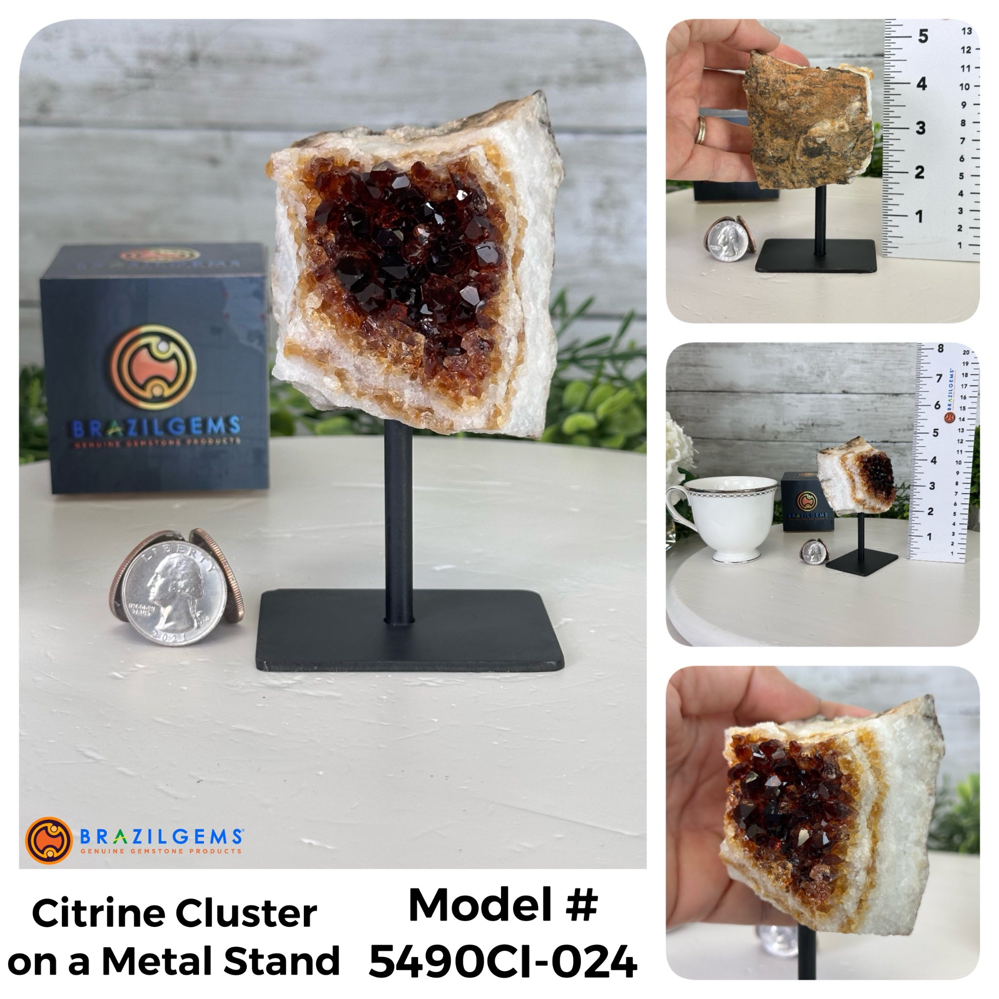 Small Citrine Cluster on a Metal Stand, Select Your Item #5490CI - Brazil GemsBrazil GemsSmall Citrine Cluster on a Metal Stand, Select Your Item #5490CISmall Clusters on Metal Bases5490CI-024