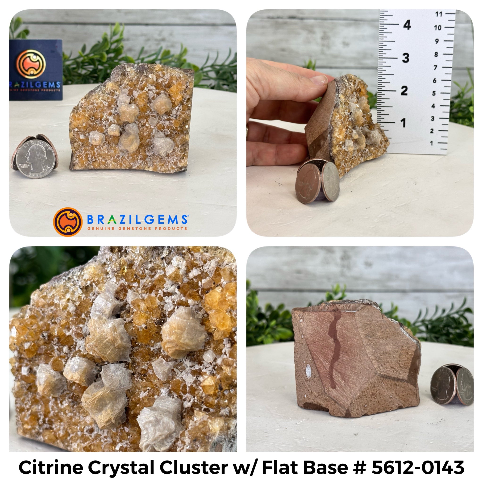 Small Citrine Crystal Cluster w/ flat base, Various Options #5612 - Brazil GemsBrazil GemsSmall Citrine Crystal Cluster w/ flat base, Various Options #5612Small Clusters with Flat Bases5612-0143