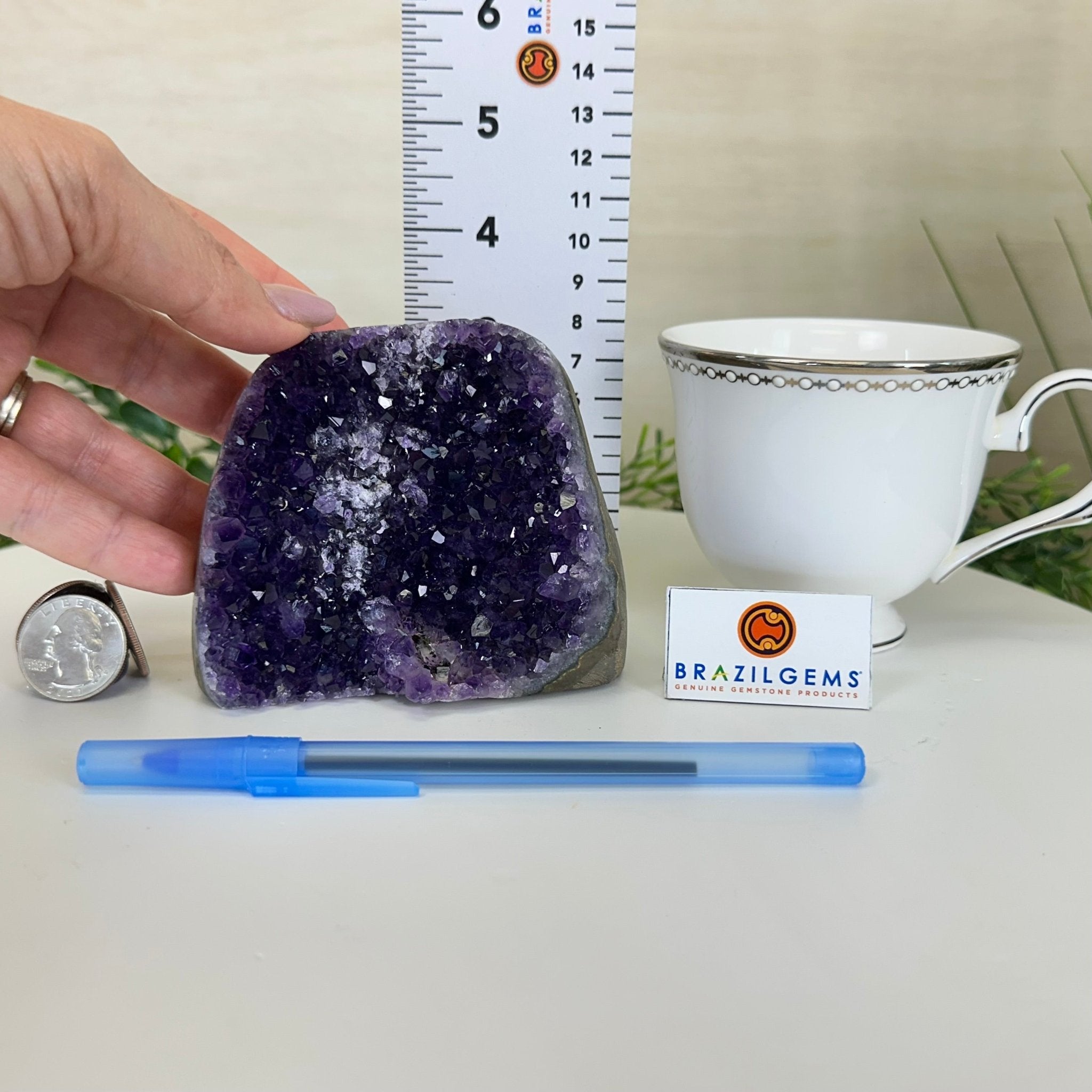 Small Extra Plus Quality Amethyst Cluster Flat Base, 3.3" Tall 5611 - 0919 - Brazil GemsBrazil GemsSmall Extra Plus Quality Amethyst Cluster Flat Base, 3.3" Tall 5611 - 0919Small Clusters with Flat Bases5611 - 0919