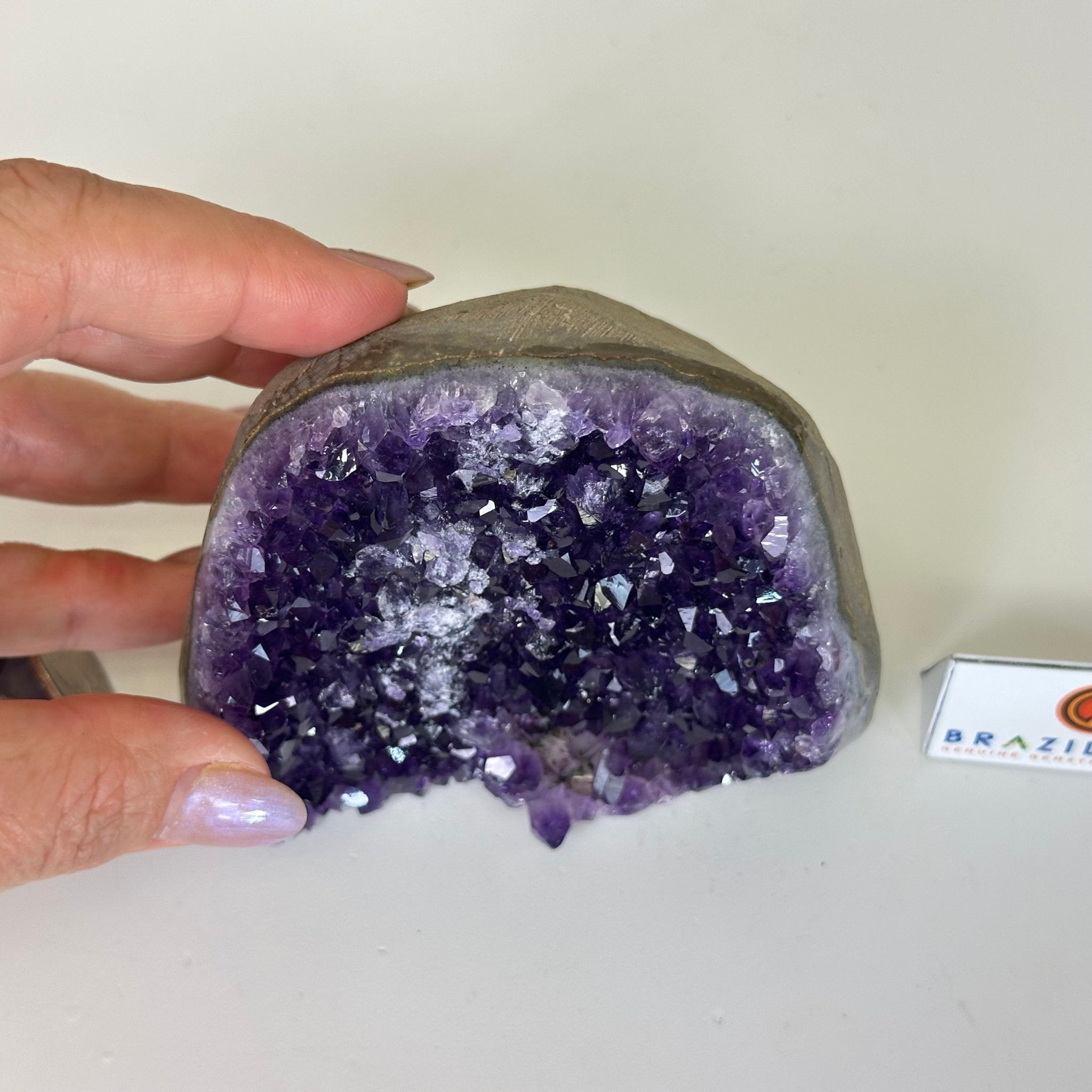 Small Extra Plus Quality Amethyst Cluster Flat Base, 3.3" Tall 5611 - 0919 - Brazil GemsBrazil GemsSmall Extra Plus Quality Amethyst Cluster Flat Base, 3.3" Tall 5611 - 0919Small Clusters with Flat Bases5611 - 0919